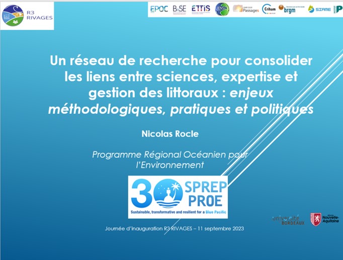 Présentation scientifique Nicolas Rocle- Journée d'inauguration du R3 RIVAGES
